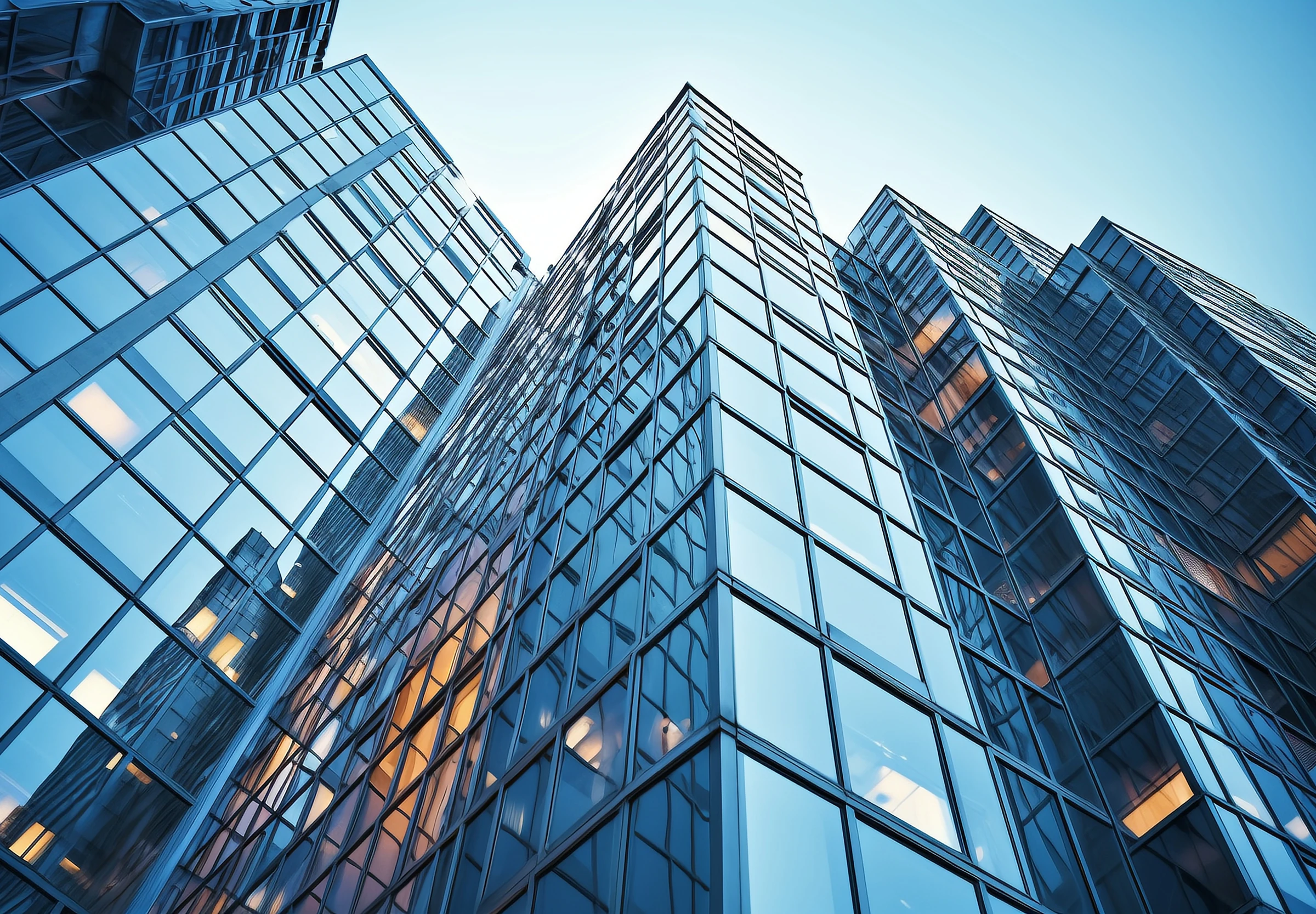 现代商务楼宇外立面广角图